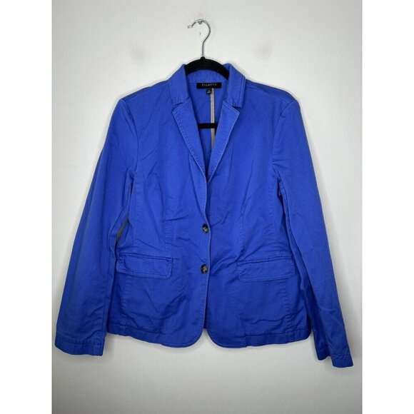 Talbots Womens Cotton Blue Blazer Jacket Single Breasted Long Sleeve Size 10 - Picture 2 of 11